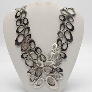 Erica Lyons Statement Silver Tone Oval Link Necklace With Adjustable Chain